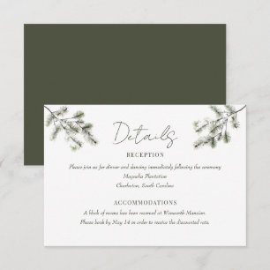 Tarjeta De Recepción Rama de Pino Detalles del Boda de los bosques de