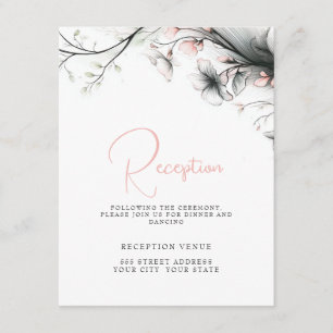 Tarjeta De Recepción Rama Floral Rosada Delicada Caprichosa