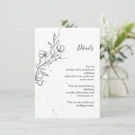 Tarjeta De Recepción Rama florecida estilizada y gotas de tinta