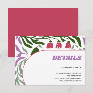 Tarjeta De Recepción Ramas coloridas, boda de flores de folclore retro