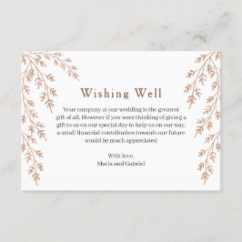 Tarjeta De Recepción Ramas doradas. Simple deseando bien. Airy Boda