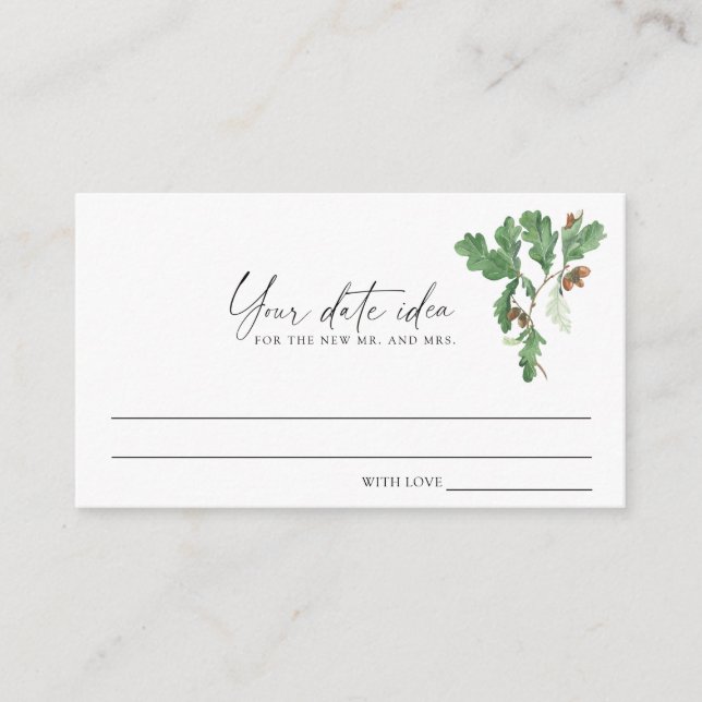 Tarjeta De Recepción Ramificación de bellotas - Ideas nocturnas de fech (Anverso)