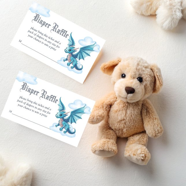 Tarjeta De Recepción Ramificación de pañales para la ducha de bebé esti (Medieval cute baby dragon baby shower diaper raffle enclosure card fantasy dragon raffle tickets)