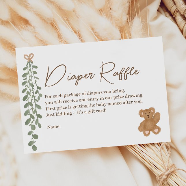 Tarjeta De Recepción Ramificación del pañal de boho de la línea neutra  (Cute gender neutral cloth line boho diaper raffle enclosure card)