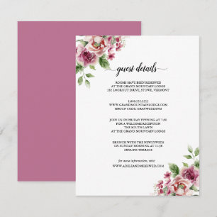 Tarjeta De Recepción Ramo de boda de rosa rosa elegante acuarela