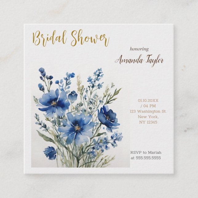 Tarjeta De Recepción Ramo de Flores Elegante Acuarela Despedida de Solt (Anverso)