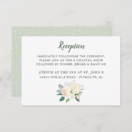 Tarjeta De Recepción Ramo de flores verdes florales de crema para boda