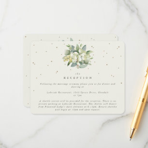 Tarjeta De Recepción Ramo de Recepção Cream Snowberry + Eucalipto