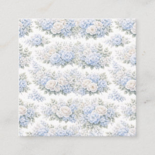 Tarjeta De Recepción Ramo Floral Blanco Azul Suave Patrón Romántico