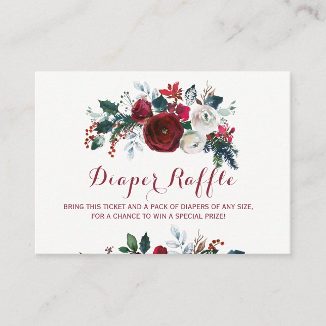 Tarjeta De Recepción Ramos de pañales de invierno peonía de bebé ducha  (Anverso)