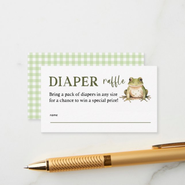 Tarjeta De Recepción Rana Baby Shower Diaper Raffle Tickets (Anverso/Reverso In Situ)