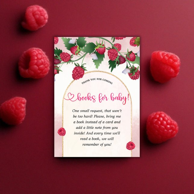 Tarjeta De Recepción Raspberry Sweet Baby Shower Books para el bebé (Raspberry Sweet Baby Shower Books for Baby Enclosure Card)