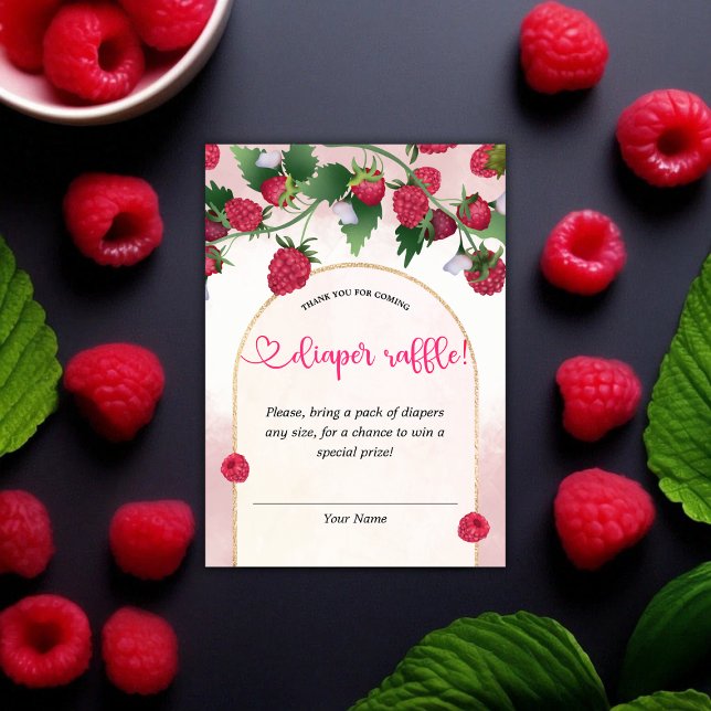 Tarjeta De Recepción Raspberry Sweet Baby Shower Diaper Raffle (Raspberry Sweet Baby Shower Diaper Raffle Enclosure Card)
