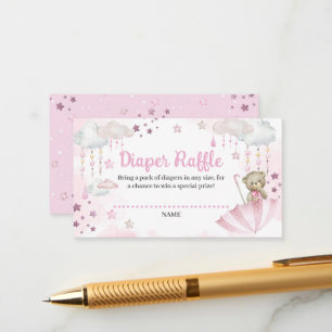 Tarjeta De Recepción Rasplante de paraguas bebé Teddy Bear Diaper Raffl