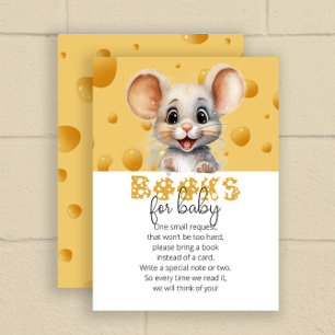 Tarjeta De Recepción Ratón pequeño en libros de queso para bebé