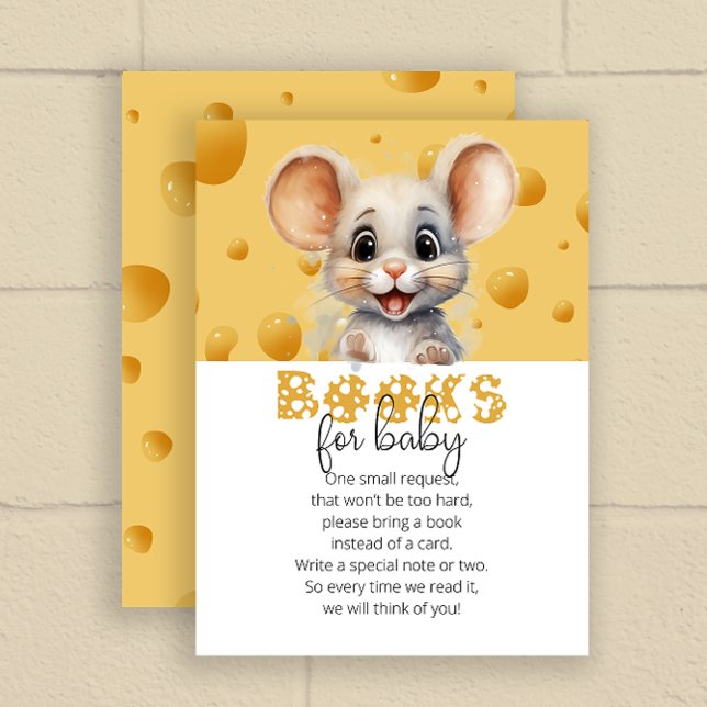 Tarjeta De Recepción Ratón pequeño en libros de queso para bebé (Subido por el creador)