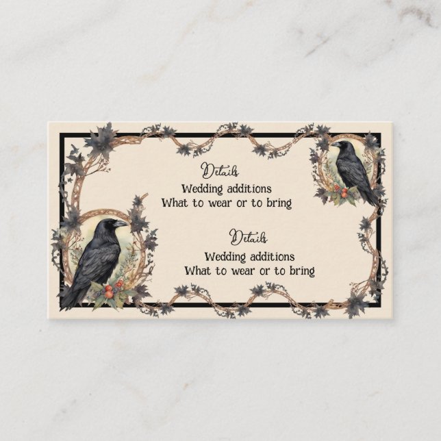 Tarjeta De Recepción Raven Boda (Anverso)