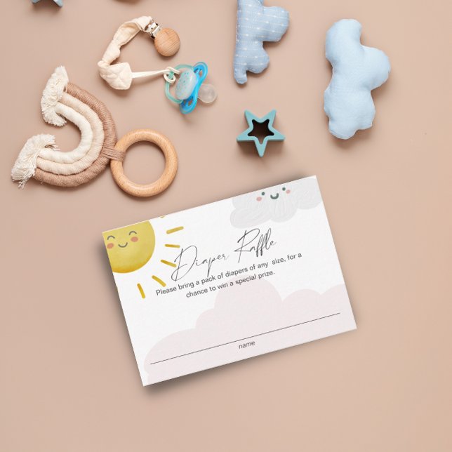 Tarjeta De Recepción Ray de nubes de sol Chica Diaper Raffle Small (Subido por el creador)