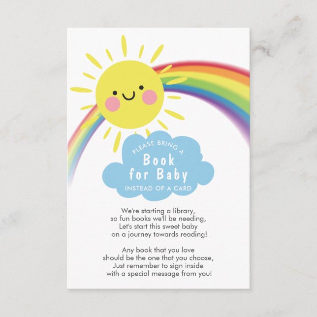 Tarjeta De Recepción Ray of Sunshine Baby Shower Book for Baby Card (Anverso)