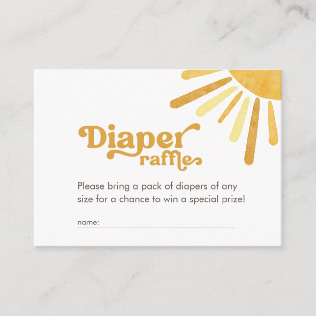 Tarjeta De Recepción Ray of Sunshine Retro Baby Shower Diaper Raffle (Anverso)