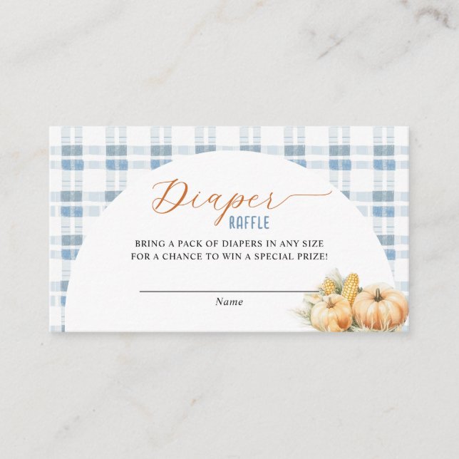 Tarjeta De Recepción Rayas azules Calabaza Diaper Raffle Boy (Anverso)
