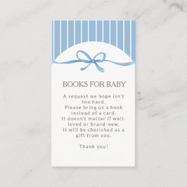 Tarjeta De Recepción Rayas Azules Clásicas y Libros de Cinta para Bebé