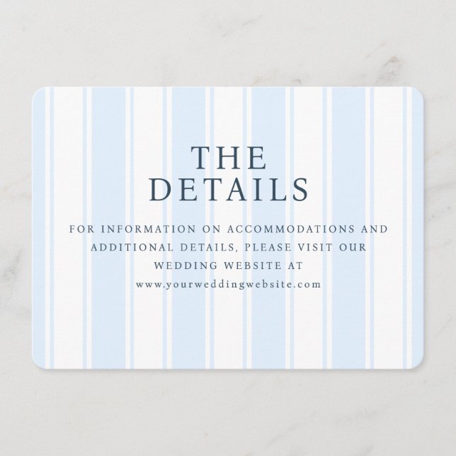 Tarjeta De Recepción Rayas Azules Elegantes (Anverso)