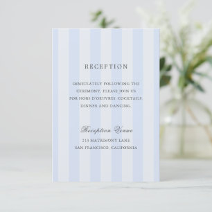Tarjeta De Recepción Rayas Azules Elegantes Boda Moderna