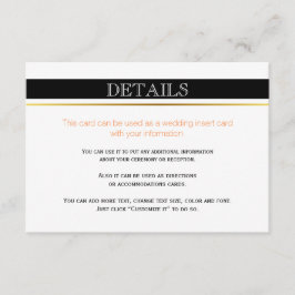 Tarjeta De Recepción Rayas blancas negras detalles boda insertar tarjet