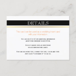 Tarjeta De Recepción Rayas blancas negras detalles boda insertar tarjet