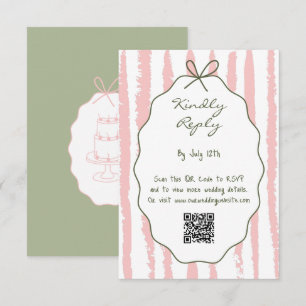 Tarjeta De Recepción Rayas Caprichosas Bodas Pintadas a Mano