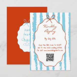 Tarjeta De Recepción Rayas Caprichosas Bodas Pintadas a Mano
