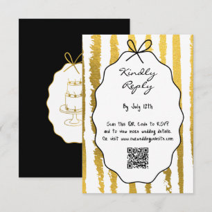 Tarjeta De Recepción Rayas Caprichosas Bodas Pintadas a Mano