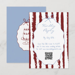 Tarjeta De Recepción Rayas caprichosas Bodas pintadas a mano