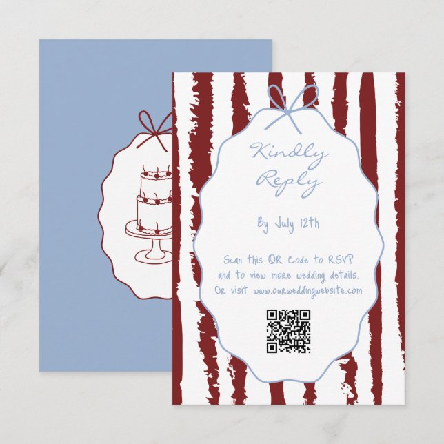 Tarjeta De Recepción Rayas caprichosas Bodas pintadas a mano (Anverso / Reverso)