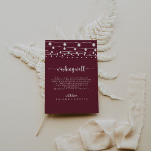Tarjeta De Recepción Rayas de cuerda Boda de Borgoña Deseando Bien