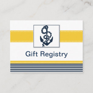 Tarjeta De Recepción rayas de marina, ancla, registro de regalo náutico