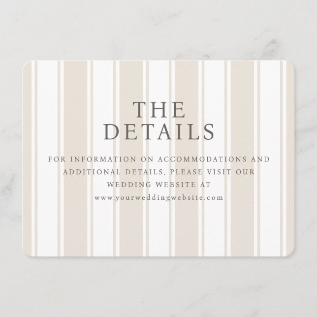 Tarjeta De Recepción Rayas Elegantes Beige (Anverso)