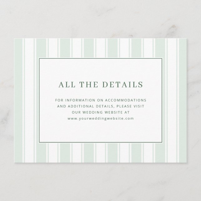 Tarjeta De Recepción Rayas Elegantes Verde Menta (Anverso)