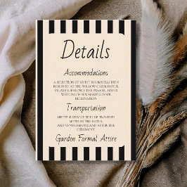 Tarjeta De Recepción Rayas Negras y Marfil Detalle Retro Minimalista de