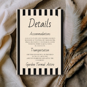 Tarjeta De Recepción Rayas Negras y Marfil Detalle Retro Minimalista de