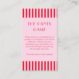 Tarjeta De Recepción Rayas rojas y rosadas retro The Panty Game 