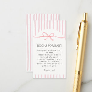 Tarjeta De Recepción Rayas rosadas clásicas Libros de cinta rosa para b