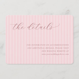 Tarjeta De Recepción Rayas rosadas elegantes con caligrafía