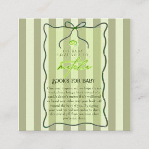 Tarjeta De Recepción Rayas Verde Salvia Amor Tan Matcha Libros para Beb