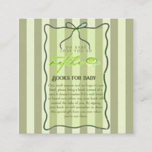 Tarjeta De Recepción Rayas Verde Salvia Amor Tan Matcha Libros para Beb