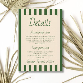 Tarjeta De Recepción Rayas Verdes Botella Detalle Retro Mínimo Boda
