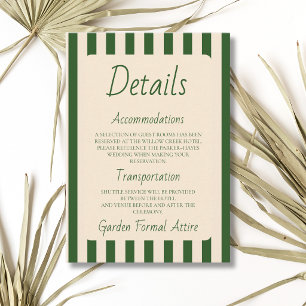 Tarjeta De Recepción Rayas Verdes Botella Detalle Retro Mínimo Boda
