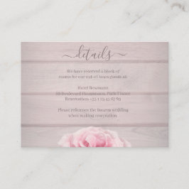 Tarjeta De Recepción Real Roses Rosa Rústica Moda Boda Hotel Detalle