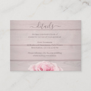 Tarjeta De Recepción Real Roses Rosa Rústica Moda Boda Hotel Detalle